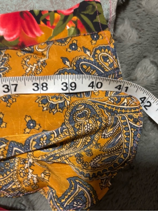 Multi-Pattern Kimono Robe in Teal, Mustard & Burgundy - Picture 10 of 10